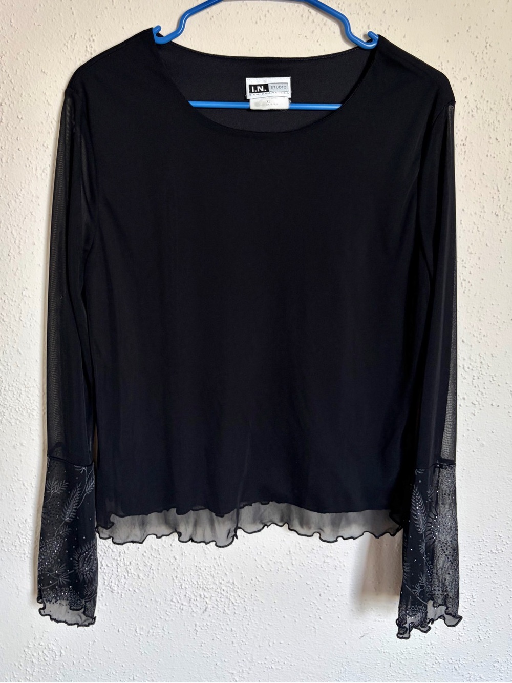 I.N. Studio Vintage Sheer Sleeve Blouse